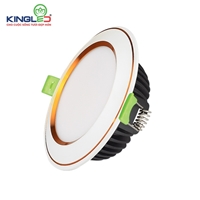 Đèn Downlight Âm Trần Diamond 10W Mặt Cong, Đổi Màu, Viền Vàng, Viền Bạc